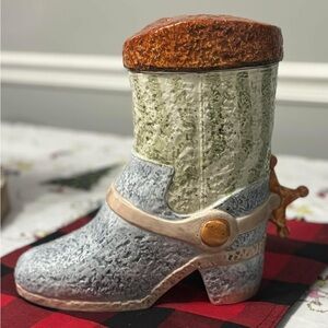 Cowboy Boot Ceramic Cookie Jar